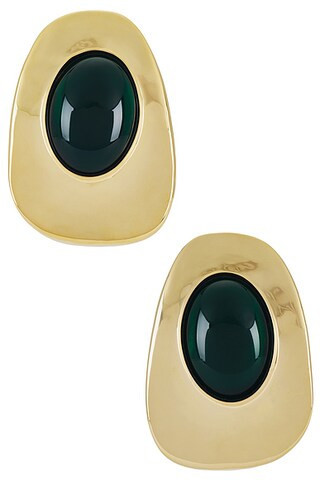 Saint Laurent Earrings in Or Laiton & Vert - Metallic Gold. Size all. | FWRD 