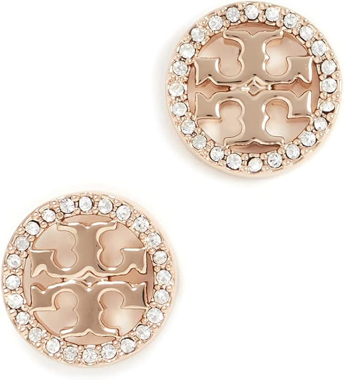 Tory Burch Women's Miller Pave Stud Earrings, Tory Gold/Crystal, One Size | Amazon (US)