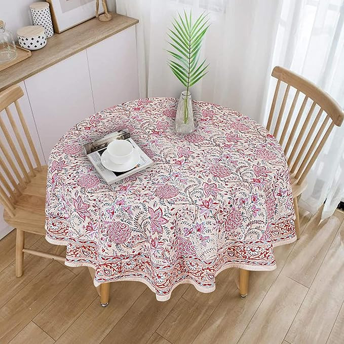 COTSILER 100% Cotton Handblock Tablecloth Round Washable Table Cover Decorative Tablecloths Best ... | Amazon (US)