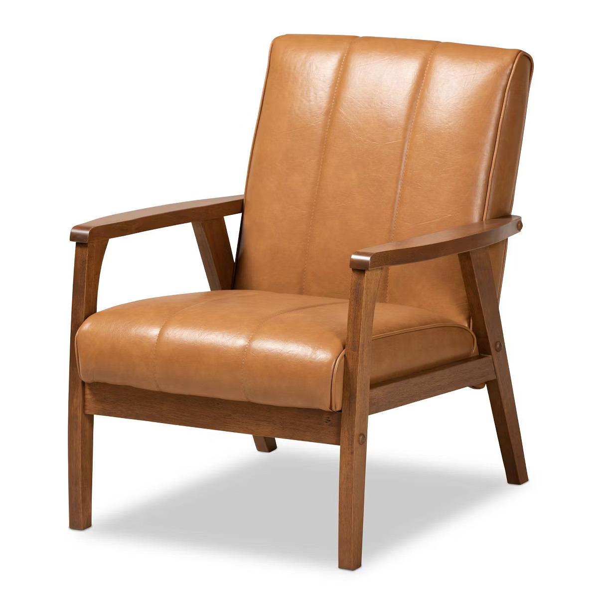 Nikko Mid-Century Faux Leather Upholstered Wood Lounge Chair Walnut/Brown - Baxton Studio | Target