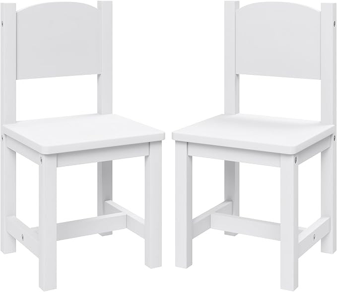 Timy Toddler Wooden Chair Pair, Kids Furniture for Eating, Reading, Playing 2 Pack (White) | Amazon (US)