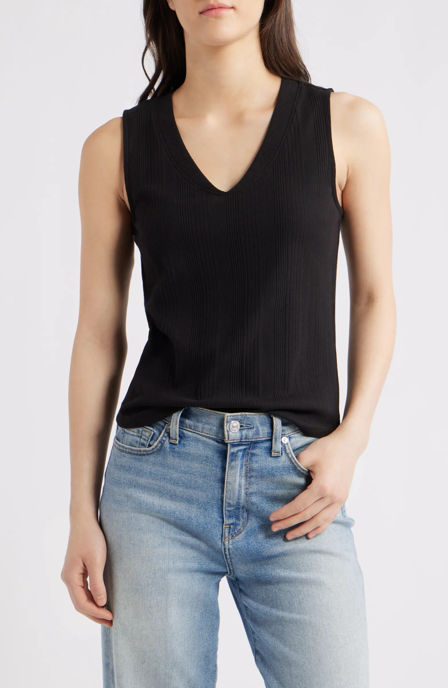 Wit & Wisdom V-Neck Rib Tank | Nordstrom | Nordstrom