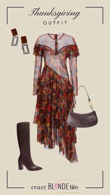 If your thanksgiving plans are a little more formal this gorgeous dress from DÔEN is a perfect option. It’s brings all the fall colors and pairs perfectly with a tall brown boot and textured bag. Add a fun earring and you have the perfect thanksgiving look! 

#LTKstyletip #LTKshoecrush