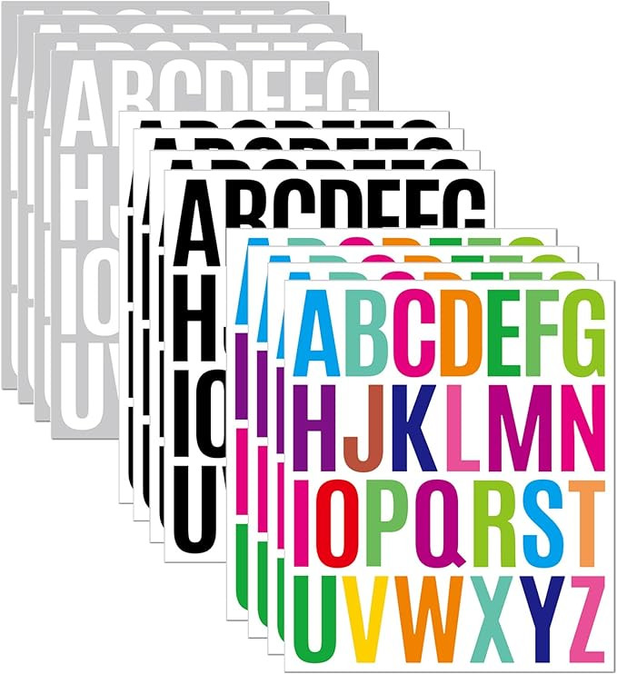 12 Sheets Letter Sticker, 312 PCS Alphabet Stickers Waterproof Alphabet, 2 inch Self Adhesive Let... | Amazon (US)