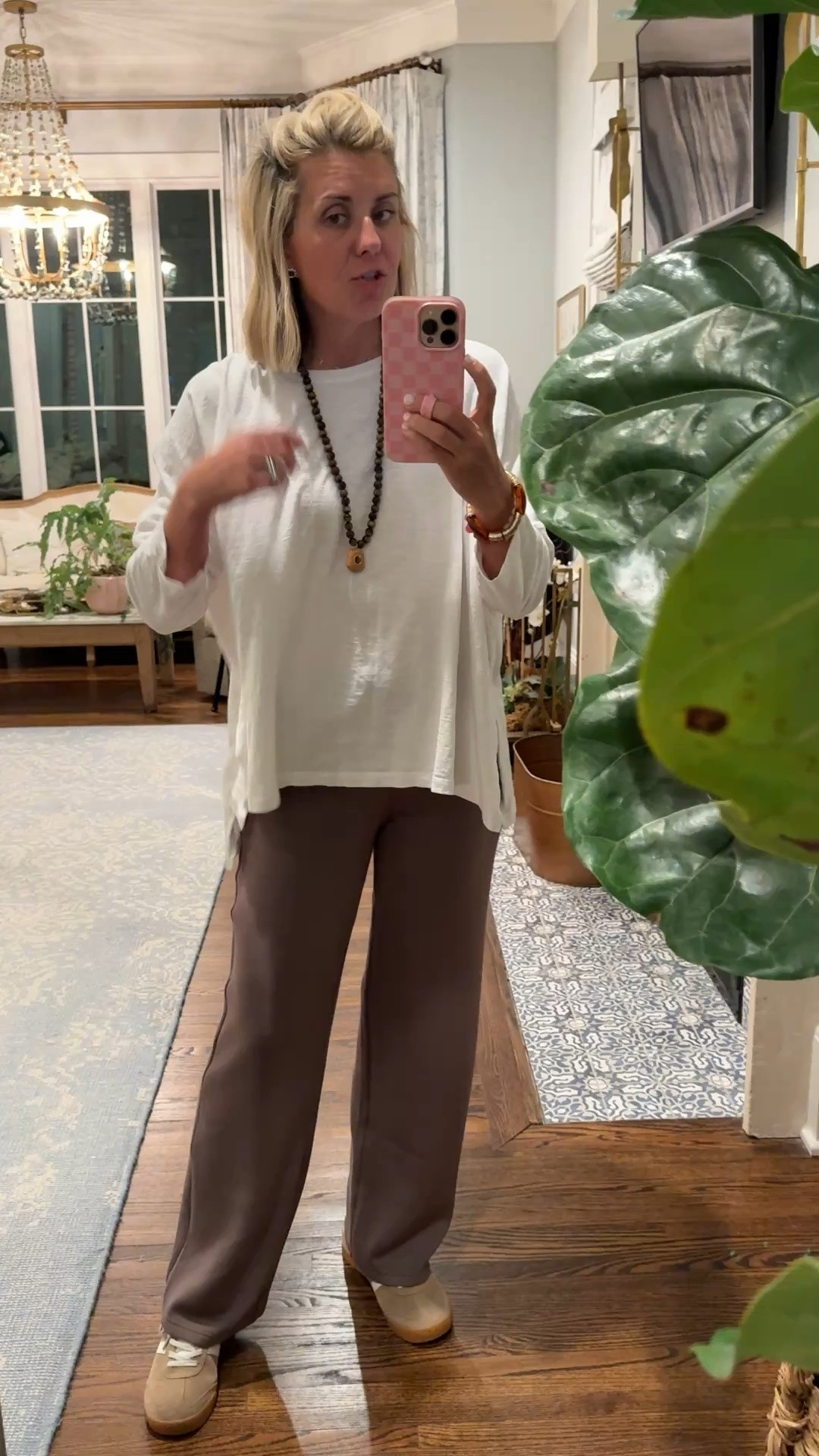Petite top (use code Catherine15)
S petite pants
8 shoes

Easy and chic! Ha

#LTKmomlife #LTKootd #LTKTravel