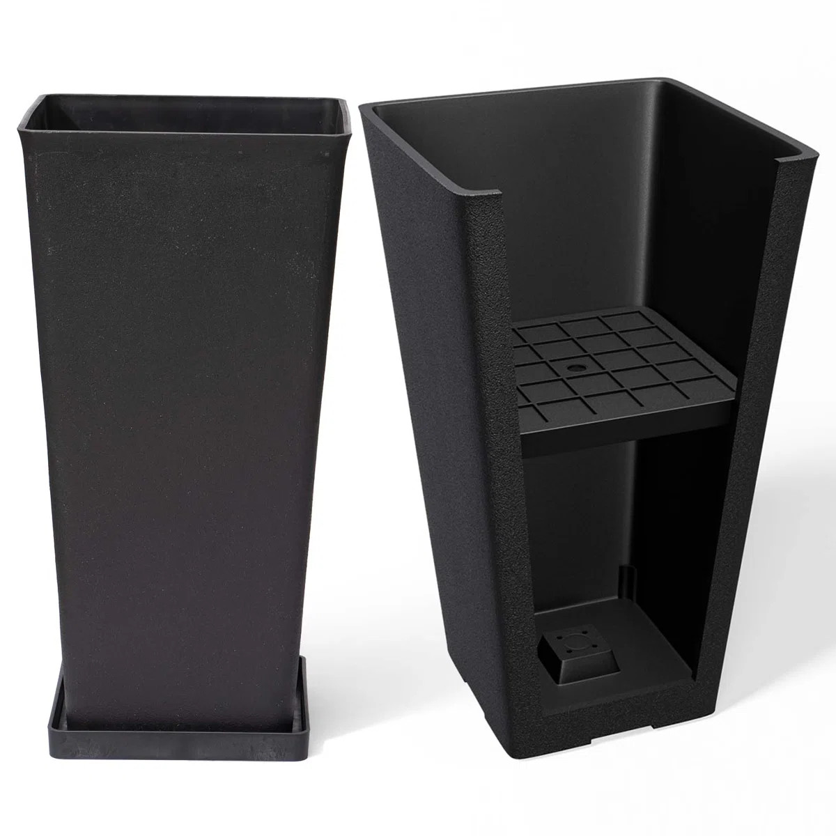 Amimma Self-Watering Rectangular Tall Planters (Set of 2) (Set of 2) | Wayfair North America