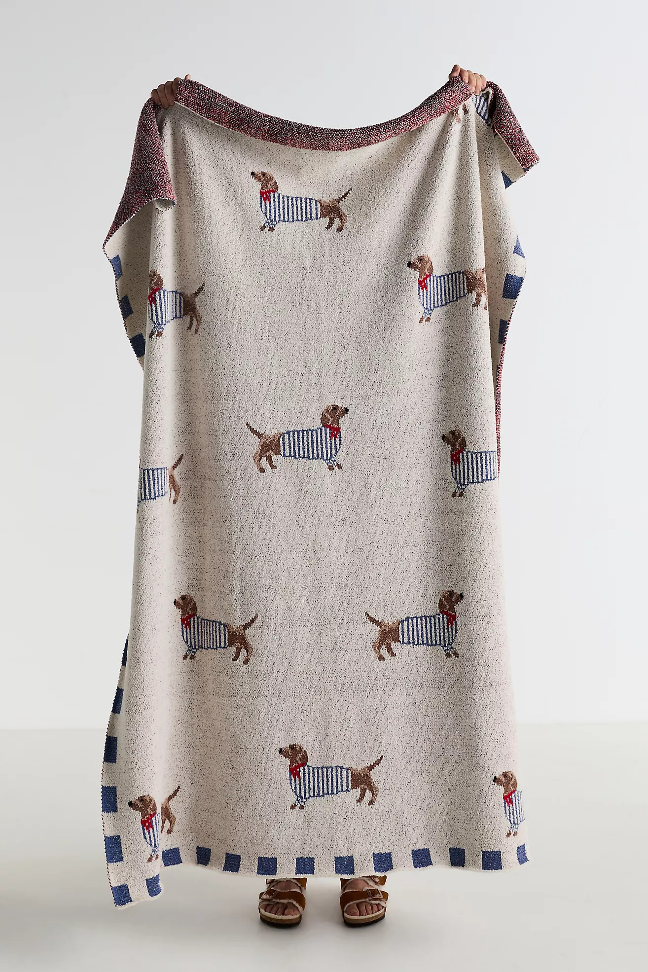 Parisian Dachshund Dog Cotton Knit Throw | Anthropologie (US)