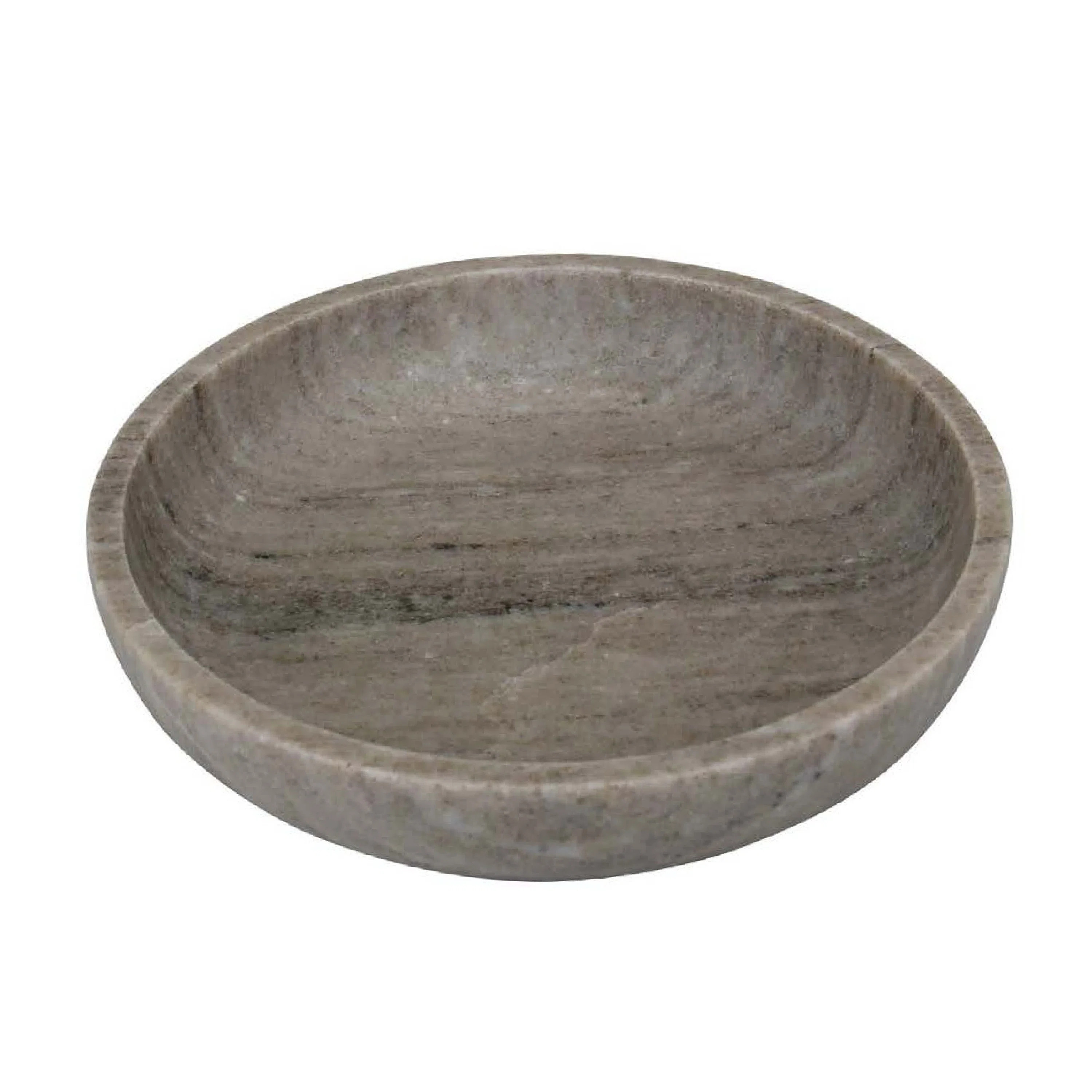 Decorative Bowl, Gray Marble, Natural Veining Patterns, 10 Inch Round | Wayfair North America