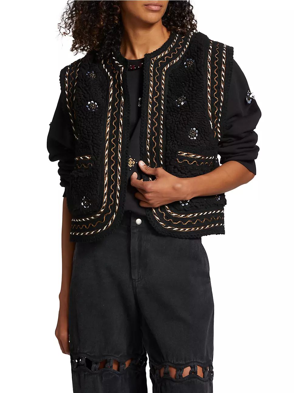 Maja Cropped Embroidered Vest | Saks Fifth Avenue
