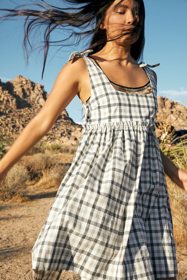 UO Alexia Plaid Tie-Shoulder Babydoll Dress | Urban Outfitters (US and RoW)