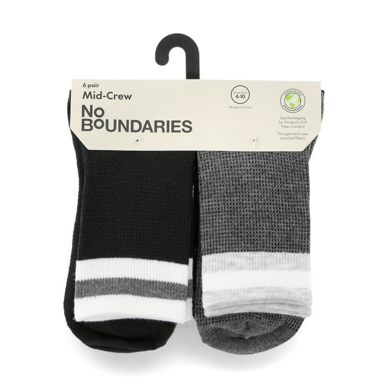 No Boundaries Fashion Waffle Mid-Crew Socks, 6-Pack, Women's | Walmart (US)