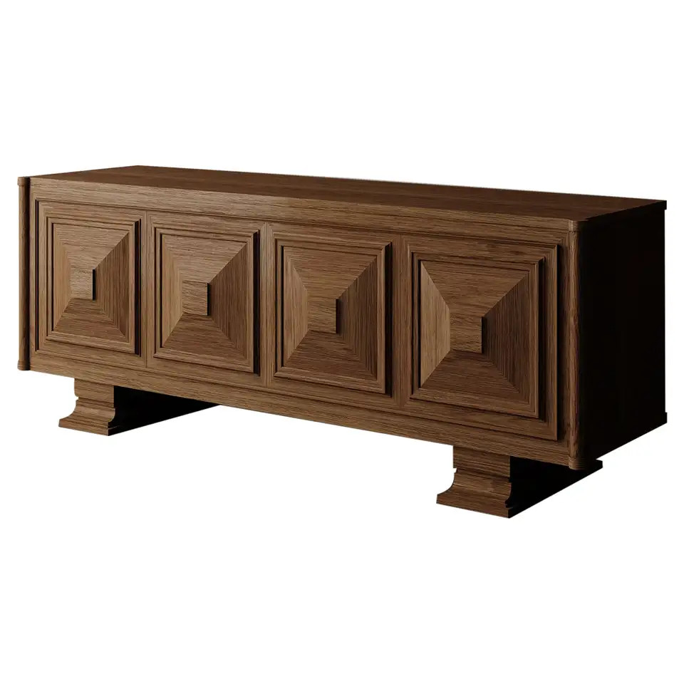 "Voltaire" Figured Oak Sideboard by Christiane Lemieux | 1stDibs