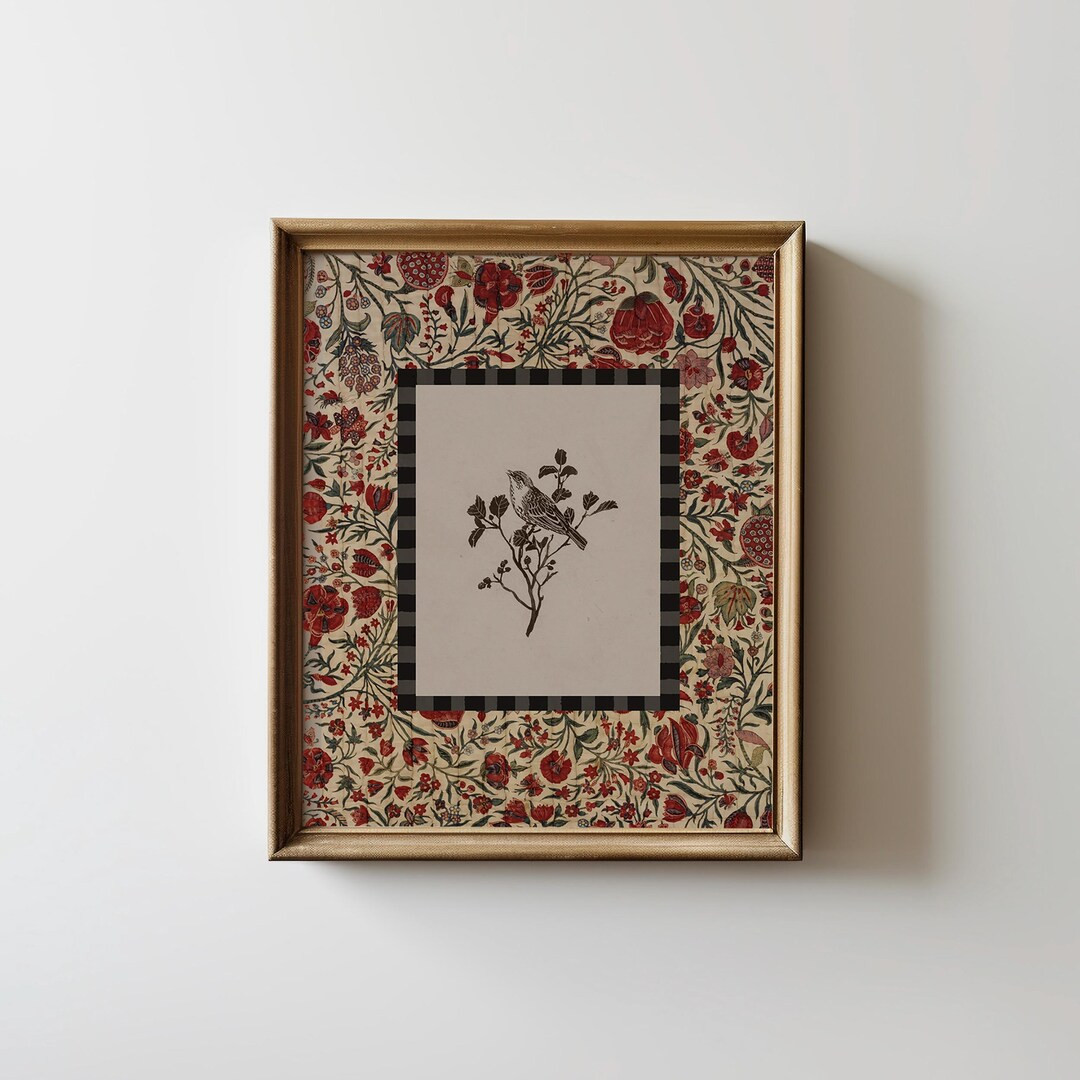 Vintage Botanical Bird Print: Cottagecore Floral Wall Art Download - Etsy | Etsy (US)