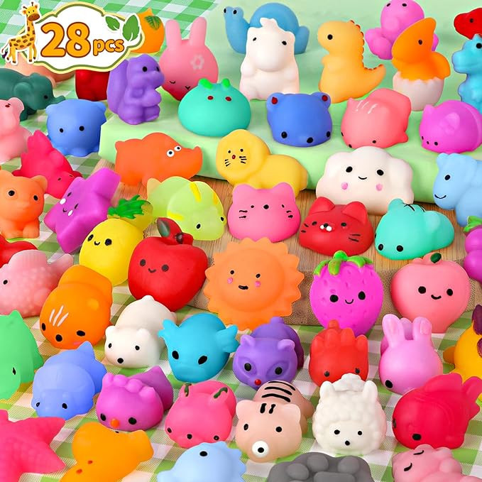 Mochi Squishy Toys FLY2SKY 28PCS Animal Mini Squishies Kawaii Party Favors for Kids Cat Unicorn S... | Amazon (US)