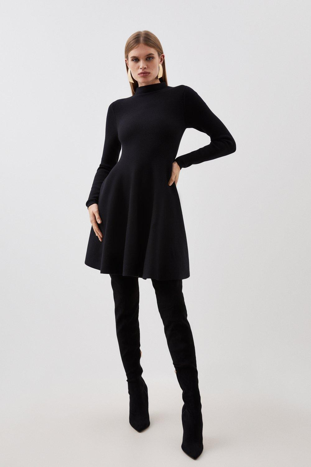 Viscose Blend Full Circle Cable Knit Mini Dress | Karen Millen UK + IE + DE + NL