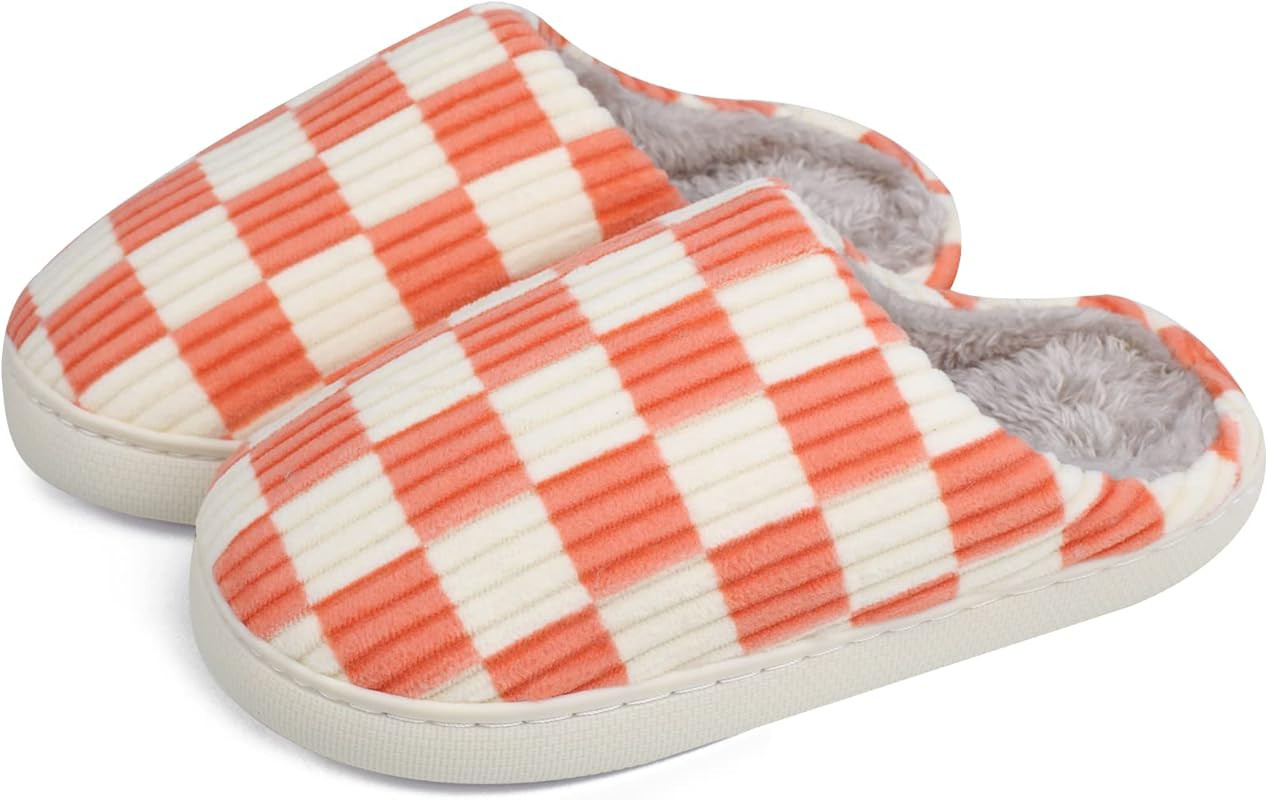 kissxiaoya Unisex House Slippers, Plaid Scuff Slides, Womens Cozy Memory Foam Slipper, Slip on Wa... | Amazon (US)