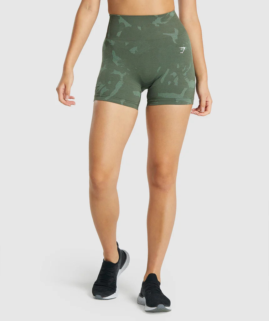Gymshark Adapt Camo Seamless Shorts - Savanna | Green | Gymshark (Global)