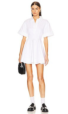 Helsa Stretch Cotton Sateen Shirt Dress in White from Revolve.com | Revolve Clothing (Global)