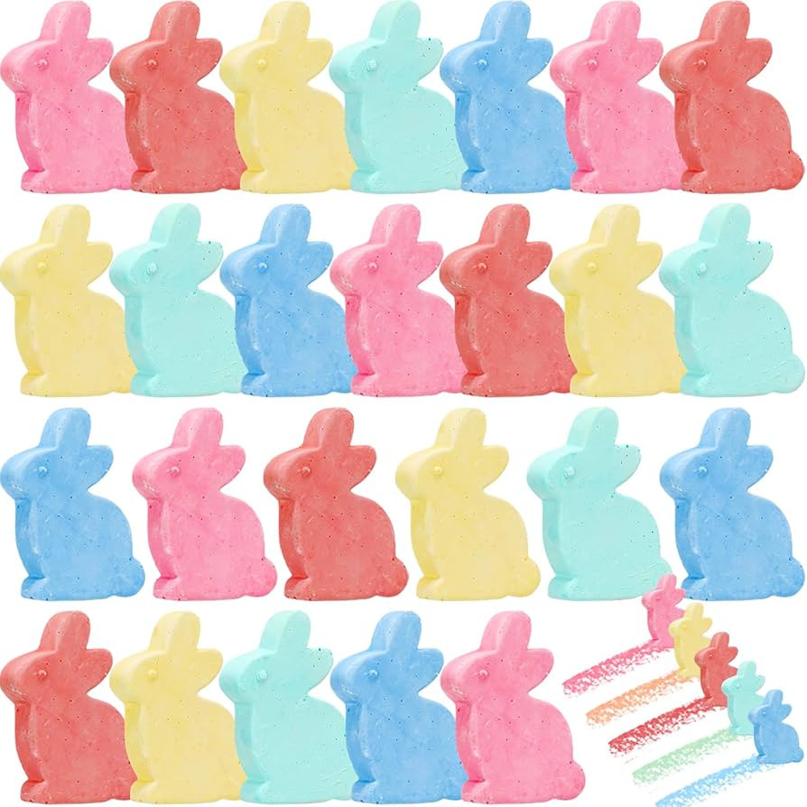 25 Pcs Easter Sidewalk Chalks Bulk Jumbo Easter Bunny Chalks for Easter Basket Stuffers Gifts Eas... | Amazon (US)