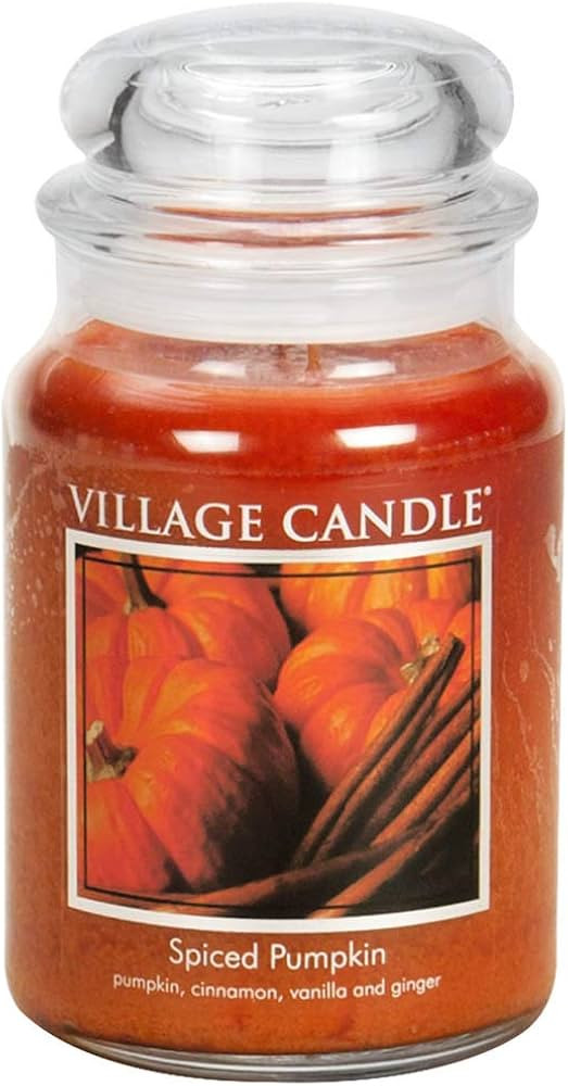 Village Candle Spiced Pumpkin Large Apothecary Jar, Scented Candle, 21.25 oz. | Amazon (US)