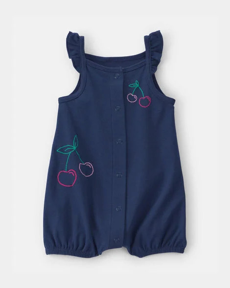 Baby Girl Cherry Sleeveless Romper - Navy Blue | Carter's | Carter's Inc
