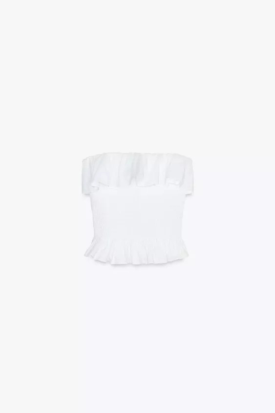 STRAPLESS POPLIN TOP | Zara US