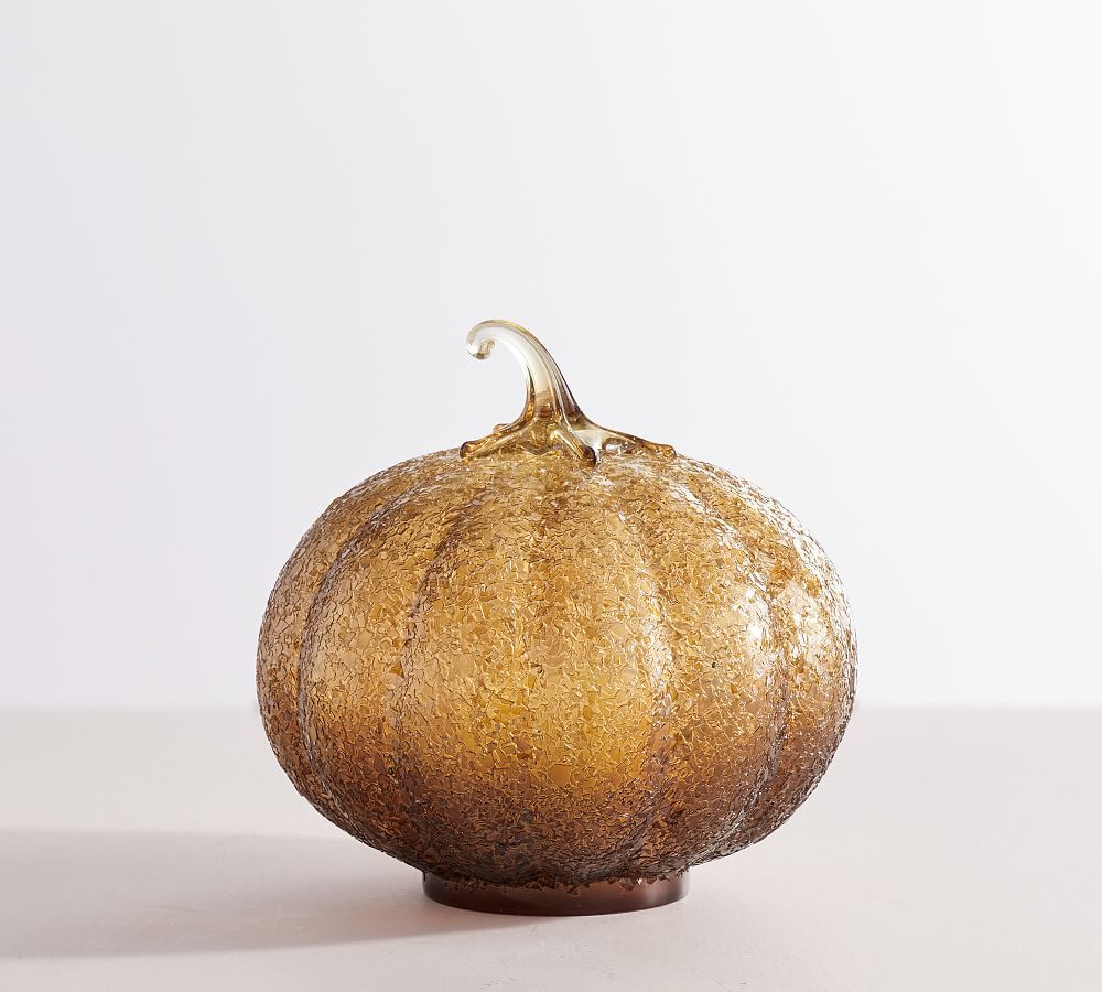 Textured Glass Amber Pumpkin Cloche | Pottery Barn (US)