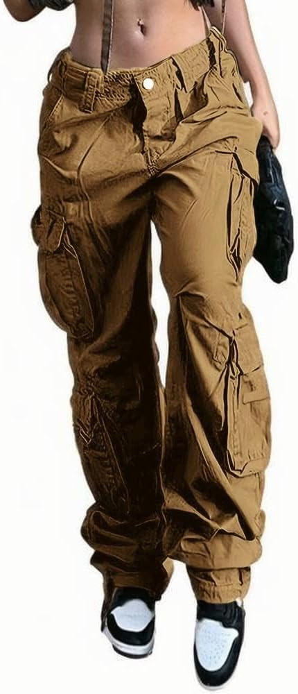 Women's Cargo Jeans Baggy Straight Wide Leg Flap Pockets Streetwear y2k Long Denim Pants Boyfrien... | Amazon (US)