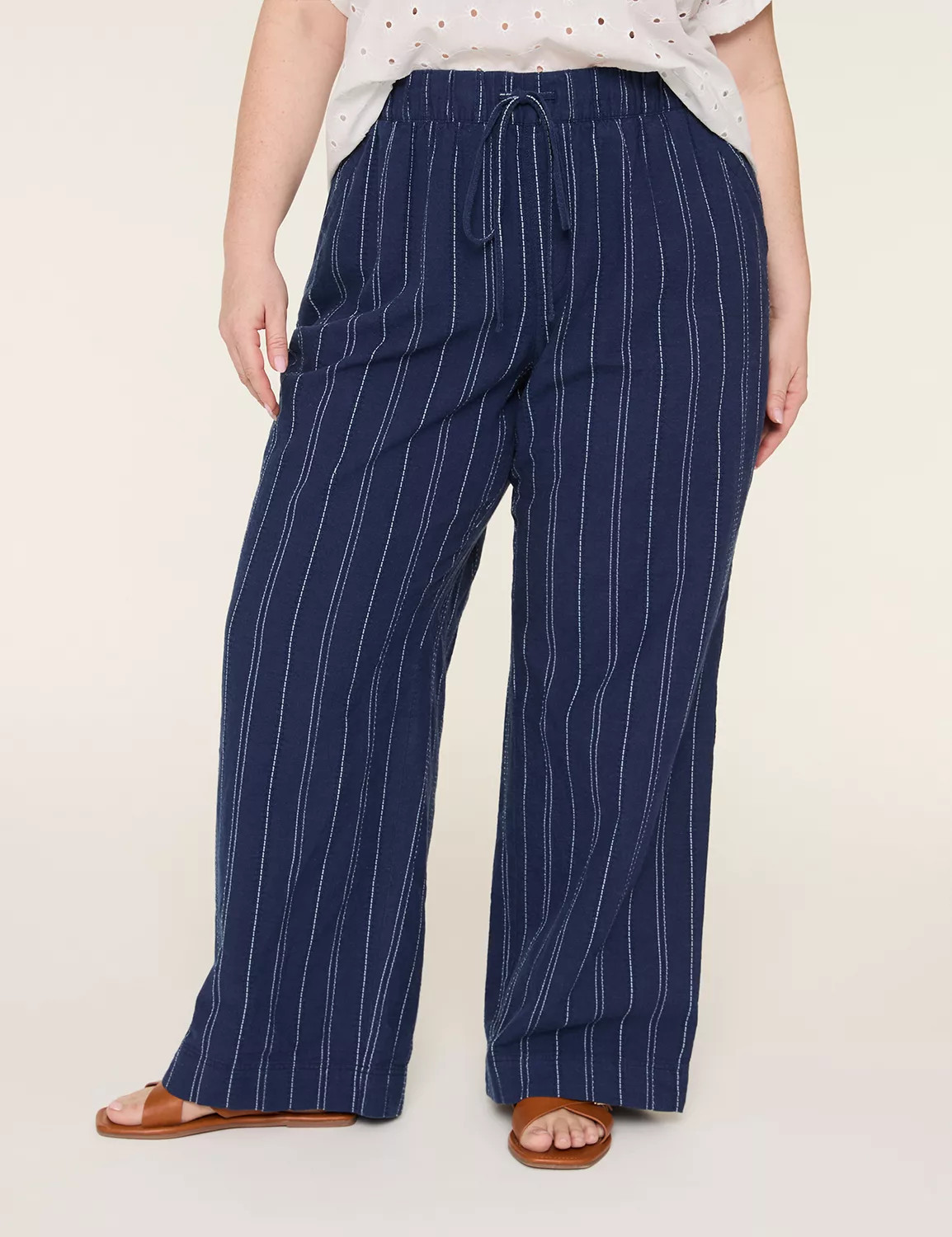 Stripe Linen Wide Leg Pant | Lane Bryant (US)
