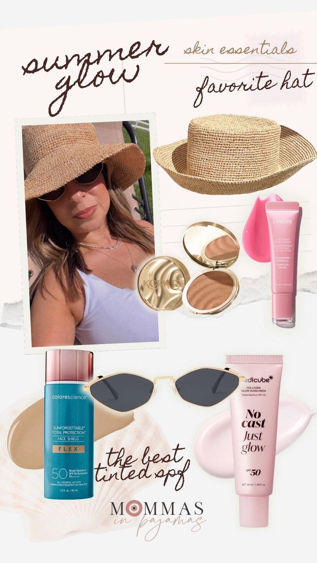 I love a good glow from the sun, but I’m trying to be mindful of the products that I use and keeping my skin protected. I absolutely love this hat for protecting my hair and ears, these retro sunnies are adorable and this tinted sunscreen is something I will continue to buy, and use, forever. It gives a gorgeous tint while protecting your fave. This bronzer/blush duo is such a good affordable version of designer makeup and this lippie keeps your lips hydrated in the heat. 
Skincare must haves

#LTKMidsize #LTKSeasonal #LTKSwim