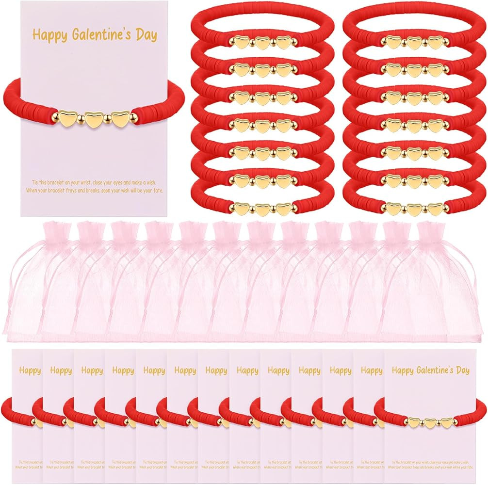 Tondiamo 12 Set Happy Galentines Day Bracelets for Women Valentines Gift Set BFF Bracelets Galent... | Amazon (US)