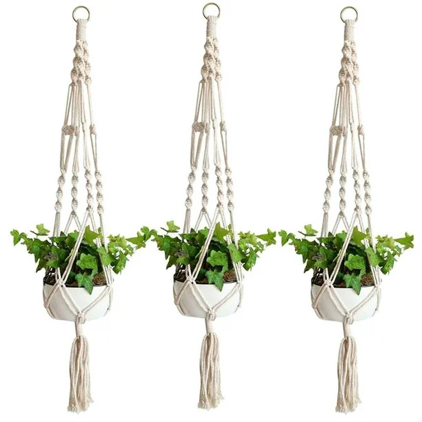 EEEKit 3pcs Macrame Plant Hanger, Indoor Outdoor Wall Hanging Planter Basket Flower Pot Holder Bo... | Walmart (US)