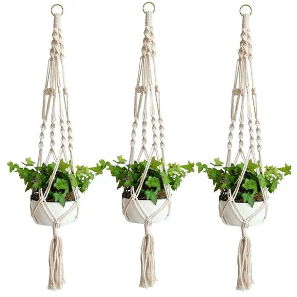 EEEKit 3pcs Macrame Plant Hanger, Indoor Outdoor Wall Hanging Planter Basket Flower Pot Holder Bo... | Walmart (US)