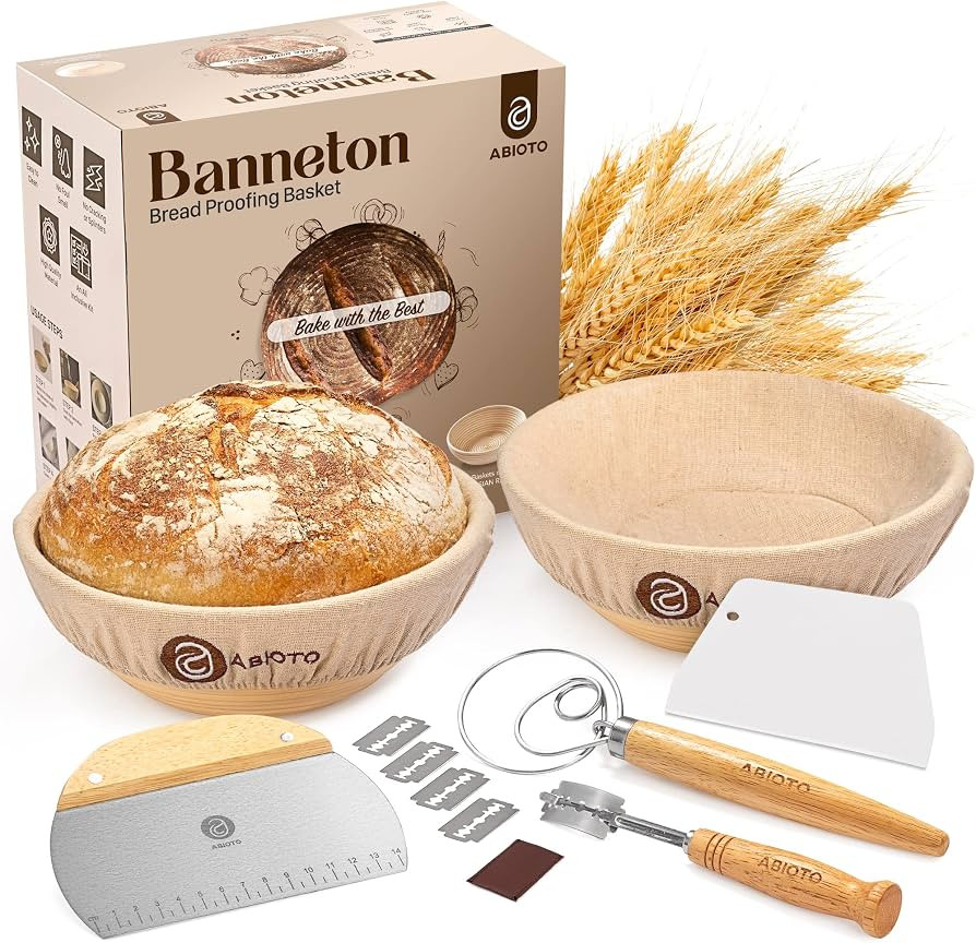 2 9-inch Round Proofing Baskets for Sourdough Bread Baking and Supplies, A Complete Bread Making ... | Amazon (US)