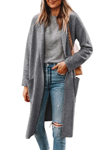 Cardigan for Women Fall Clothes 2024 Oversized Sweaters Knitted Coat Coatigan Fall Wool Outwear Duster Clothes Gray L | Amazon (US)