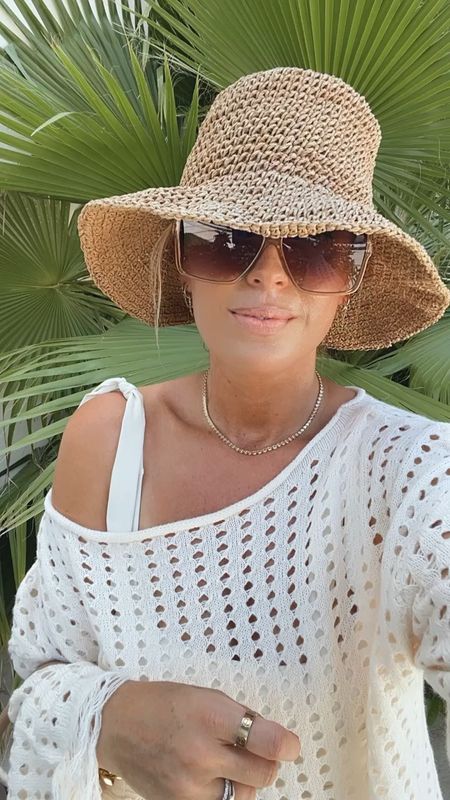 Sized up to a large in the swimsuit & coverup. Summer fashion. Casual style. Resort weee. Beach vacation . Bucket hat. Beach vacation outfit 

#LTKswim #LTKsalealert #LTKFind