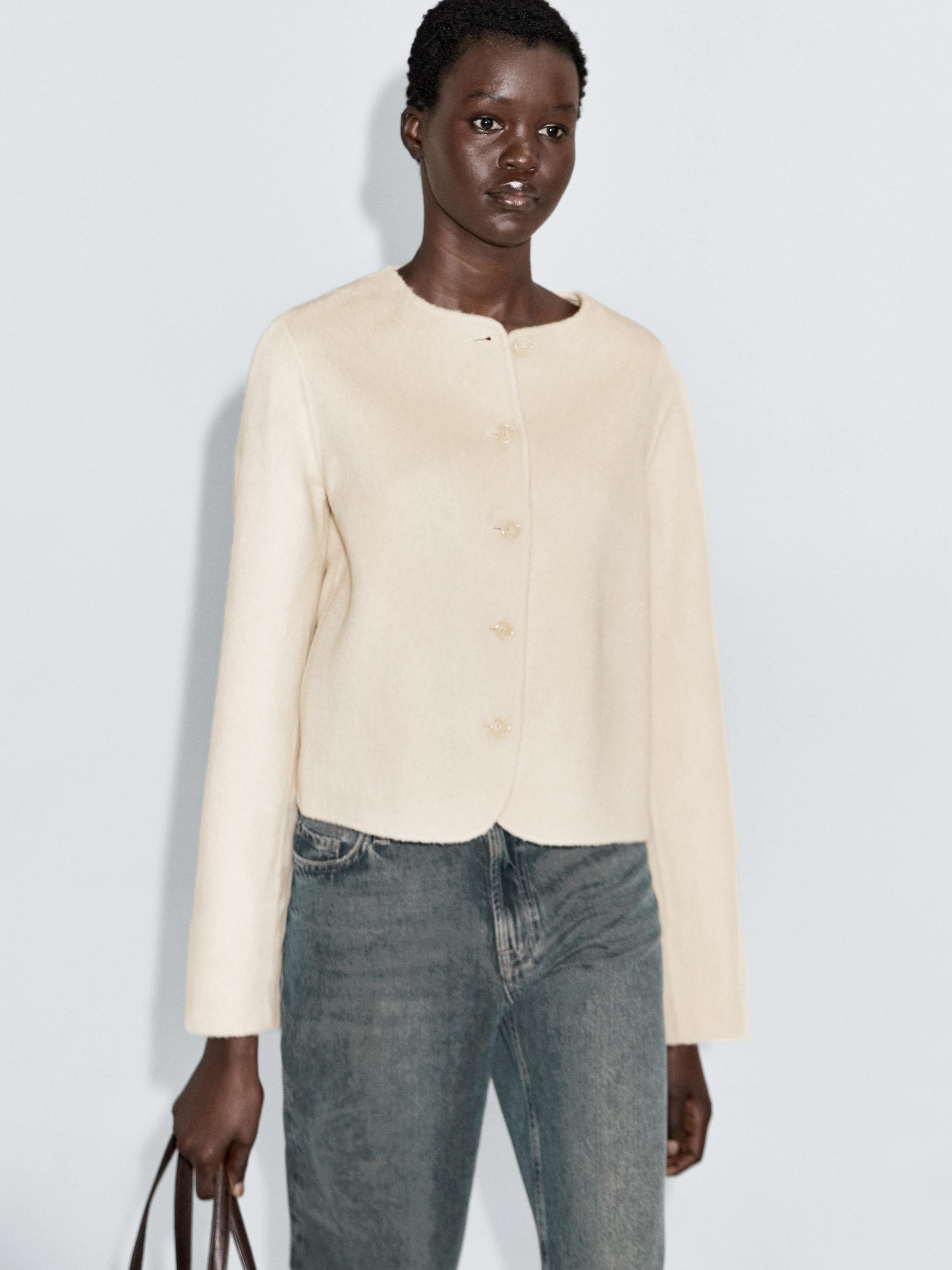 Short wool blend jacket | Massimo Dutti UK