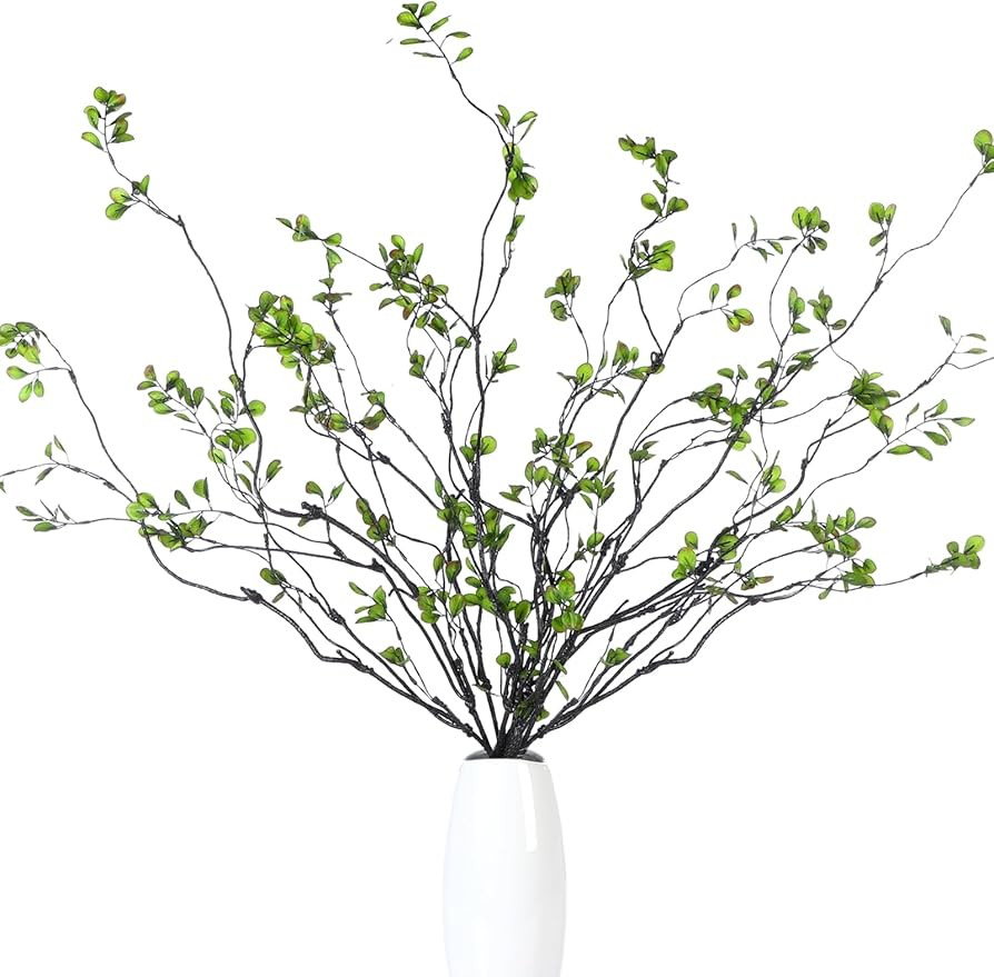 Giegxin 8 Pcs 47.2'' Artificial Ficus Branches Faux Eucalyptus Stems Fake Greenery Twig Tall Real... | Amazon (US)