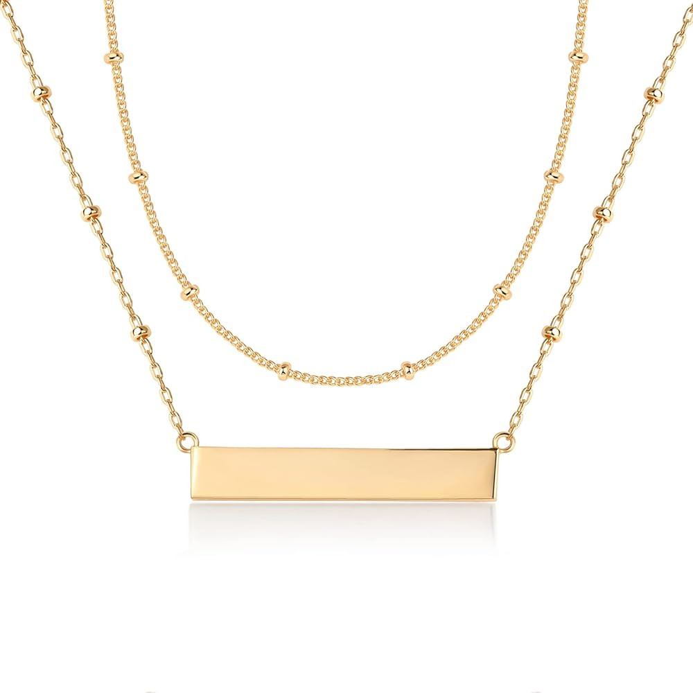 PAVOI 14K Gold Plated Layering Necklaces | Stylish Minimalist Design Pendant Necklaces | Bar, Lot... | Amazon (US)