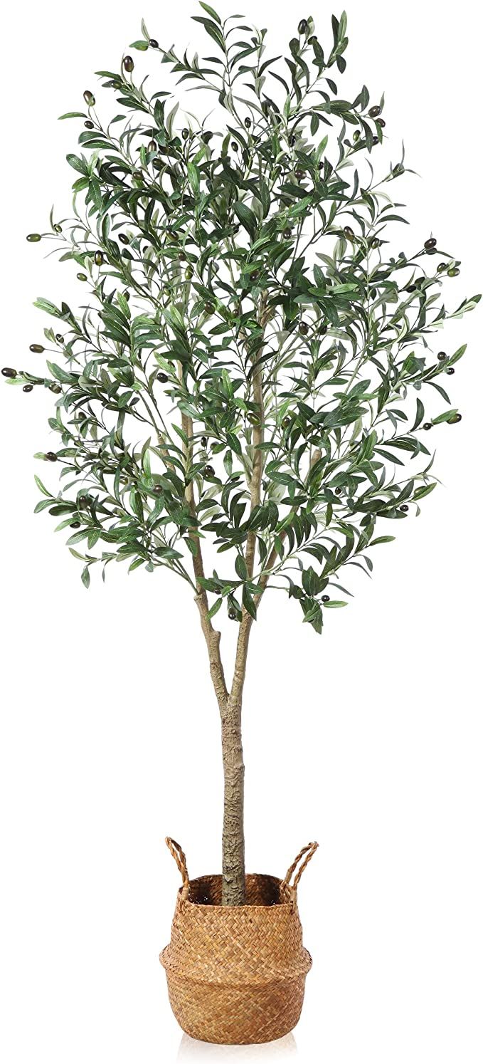 Artificial Olive Trees 6Ft Fake Olive plant with Basket Faux Plants Indoor Outdoor Fake Tree in p... | Amazon (US)