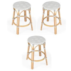 Home Square Rattan Counter Stool in Gray and White - Set of 3 | Cymax