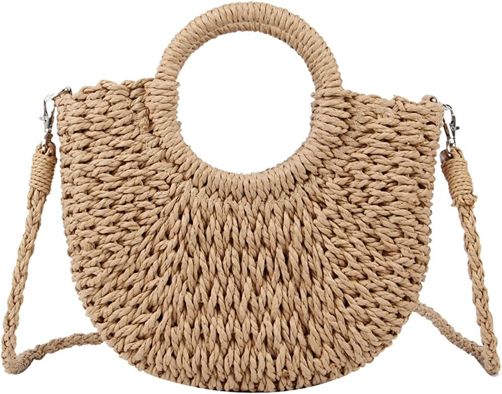 Freie Liebe Straw Tote Bag for Women Summer Woven Rattan Purses Beach Crossbody Bags Top Handle Hand | Amazon (US)