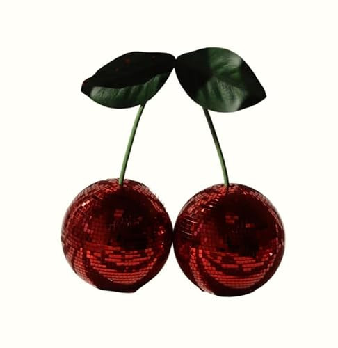 Disco Cherries for Apartment and Home Decor Groovy Decor Cherry Disco Balls Red and Pink Fruit Disco Decor (Large, Red) | Amazon (US)