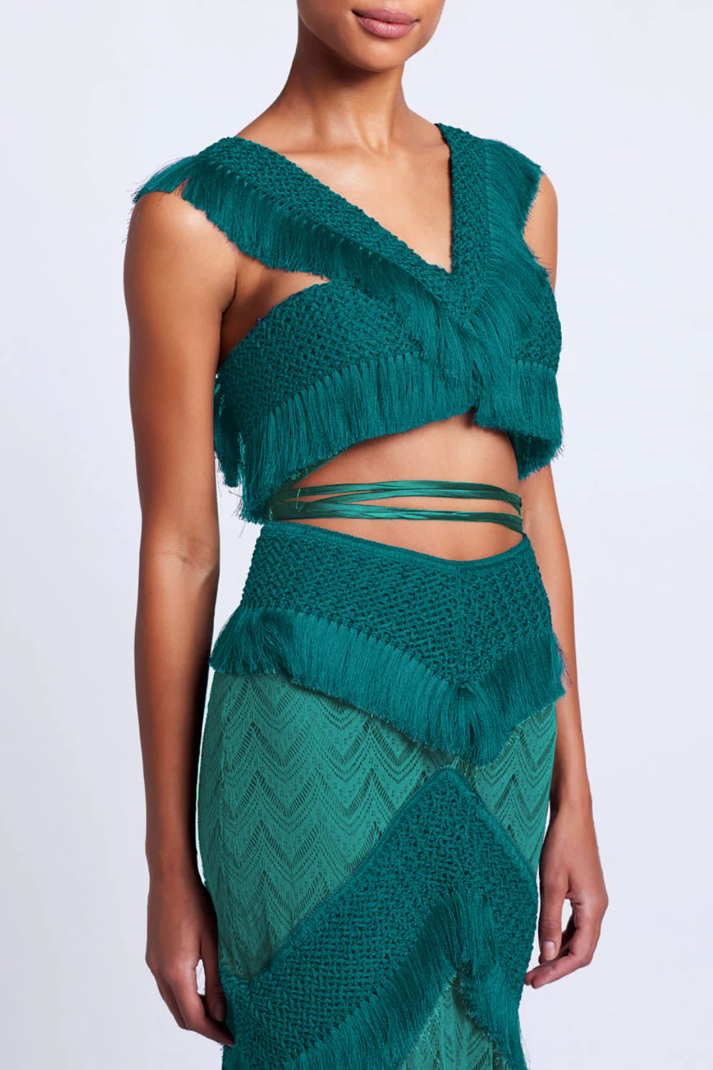 FRINGE TRIM CROPPED TOP | PatBO