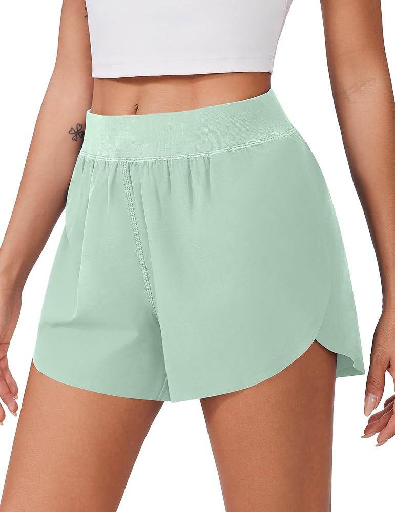 PINSPARK Womens Running Shorts High Waisted Athletic Shorts Quick Dry Exercise Workout Shorts wit... | Amazon (US)