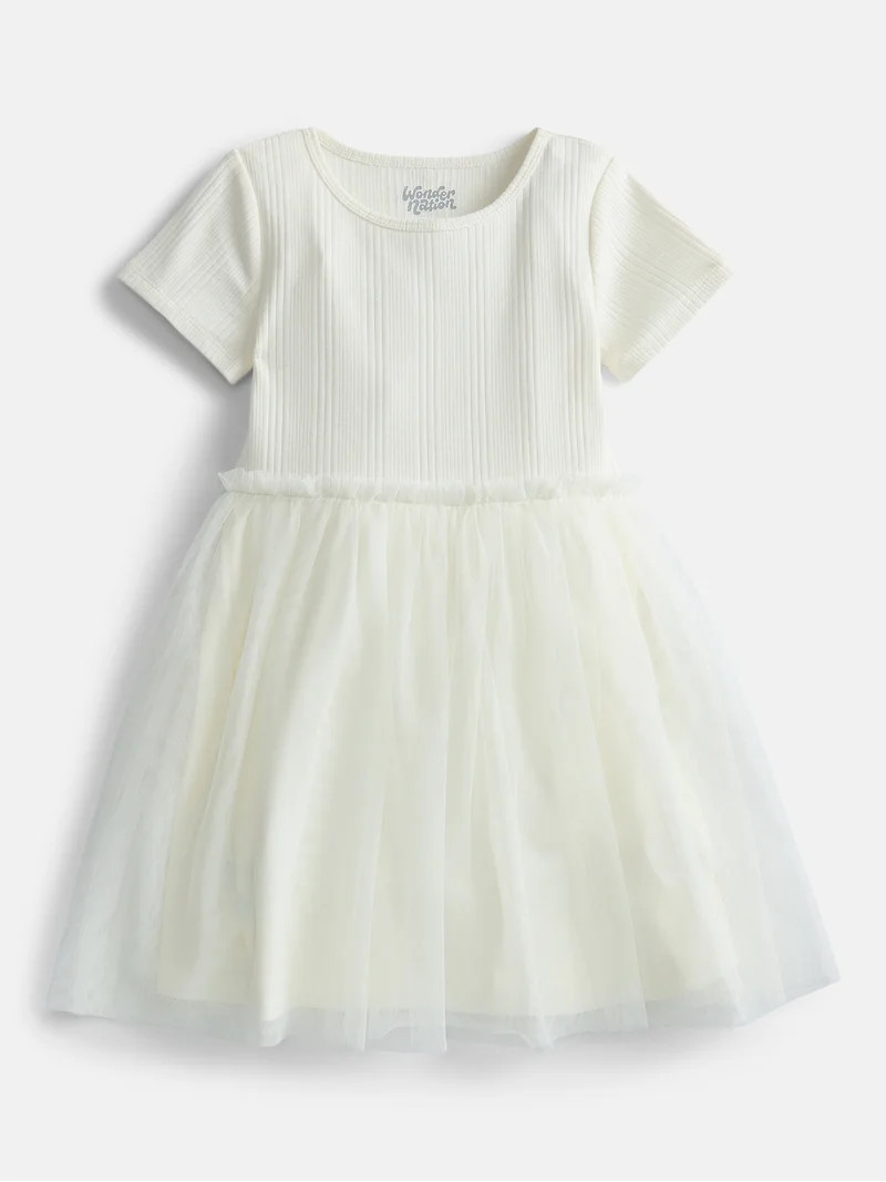 Wonder Nation Girls Short Sleeve Tutu Dress, Sizes 4- 18 & Plus | Walmart (US)
