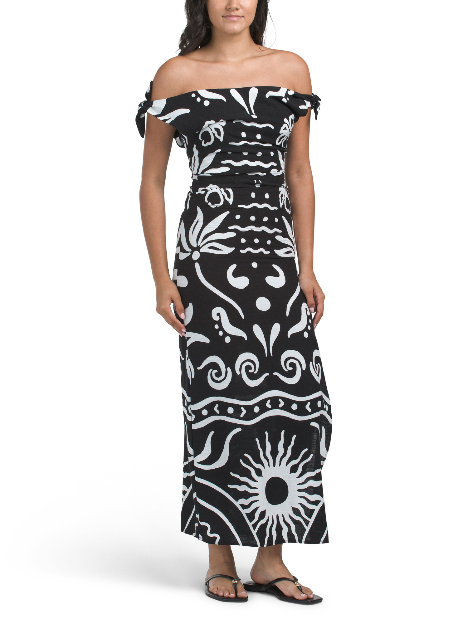 Linen Blend Off The Shoulder Maxi Dress | TJ Maxx