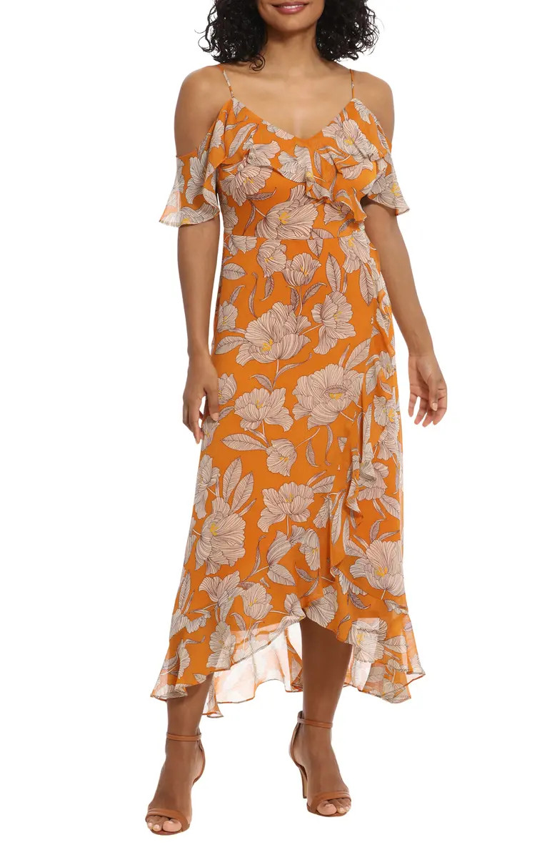 Floral Ruffle Cold Shoulder Maxi Dress | Nordstrom Rack