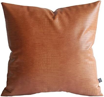 Kdays Faux Leather Crocodile Skin Tan Throw Pillow Cover Decorative Sofa Couch Cushion Covers Far... | Amazon (US)