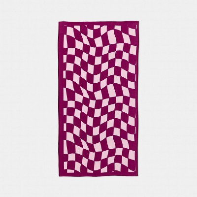 32"x62" Wavy Checkered Beach Towel Pink - Sun Squad™ | Target